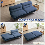 Chireca 72" Futon Sofa Bed, Convertible Futon Couch with Adjustable Backrest, Modern Corduroy Sleeper Sofa for Small Spaces, Living Room, Office, Blue Chireca