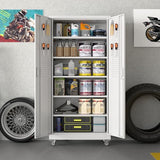 Aobabo Upgraded Garage Storage Cabinets with Wheels,Metal Storage Cabinets with 5 Adjustable Shelves for Garage Home Office Storage,White,71''H*34''W*18''D,Assembly Required Aobabo