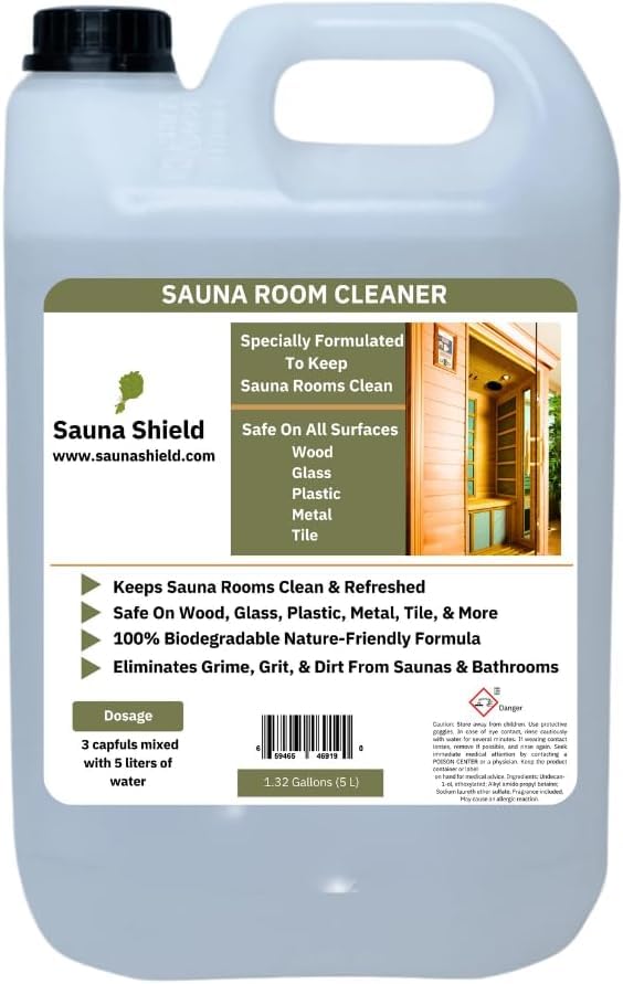 Sauna Shield Sauna Room Cleaner: Renews & Cleanses Sauna Rooms & Sauna Wood (1.32 Gallons) Sauna Shield