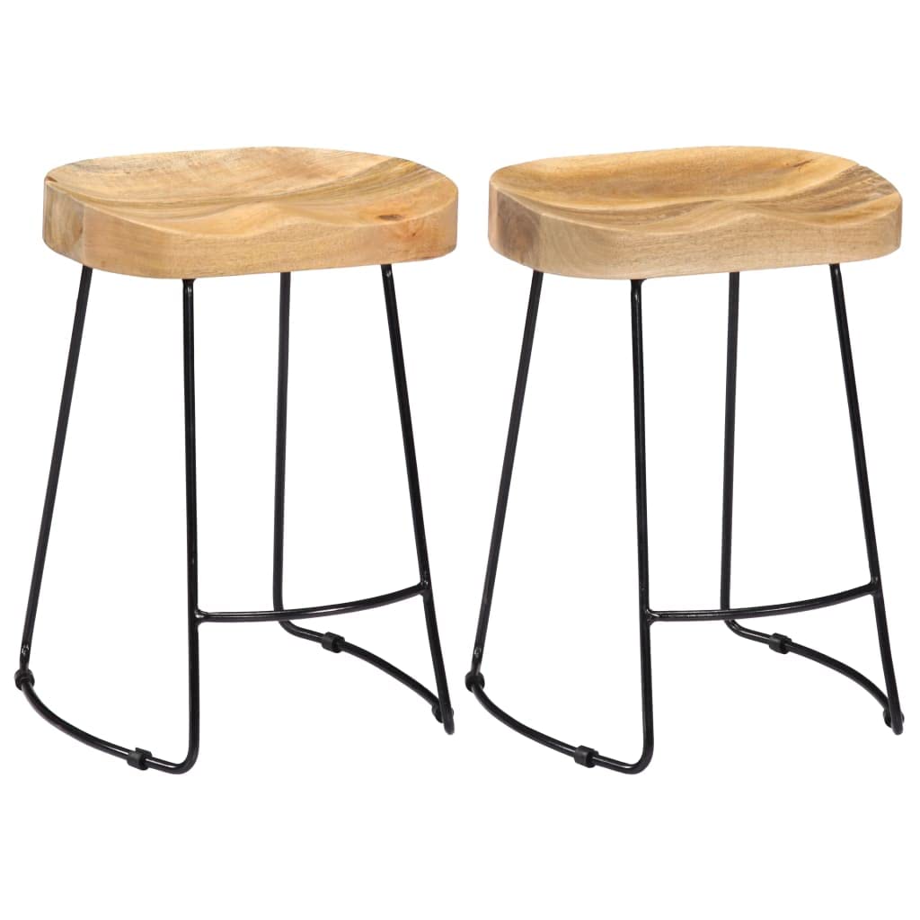 vidaXL Gavin Bar Stools 2 pcs Solid Mango Wood - WoodArtSupply