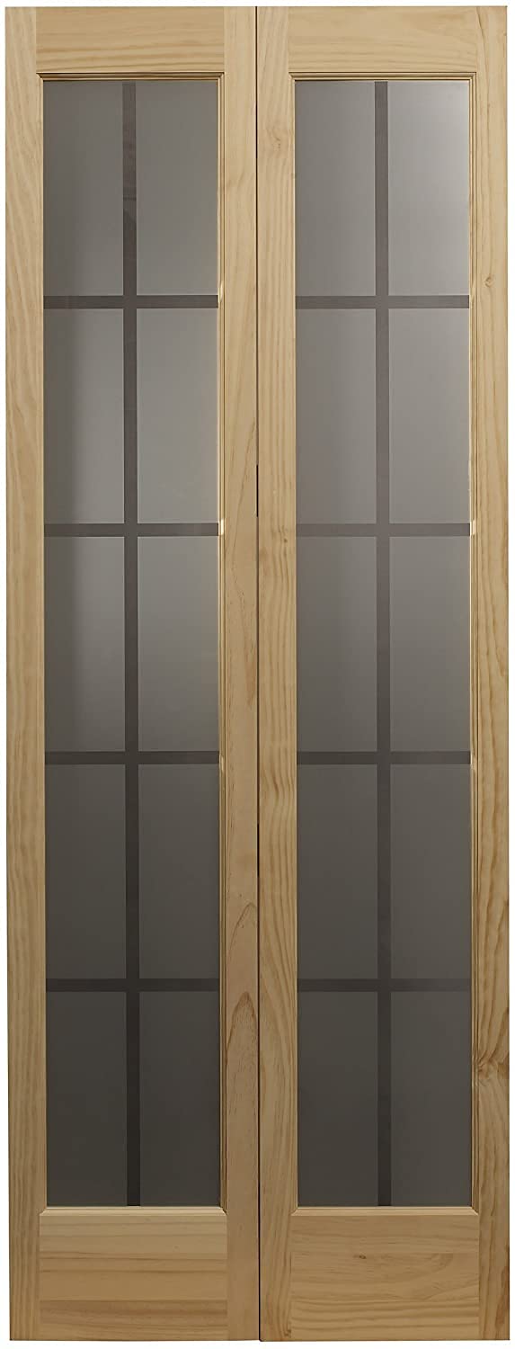LTL Home Products 873726 Mission Glass Bifold Interior Solid Wood Door, 30" x 80", Unfinished Pine LTL Home Products