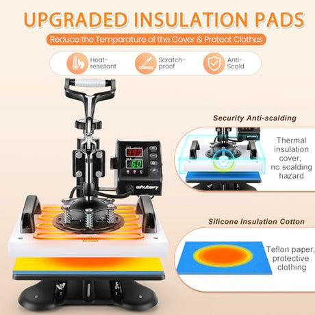 12" x 10" Heat Press Machine for T-Shirt, Shirt Press Machine for Sublimation T-Shirts Pillow Bag Garments Photo Slate Ceramic Frame,Swing Away Sublimation Heat Press Printer for Heat Transfer Vinyl Wesoky