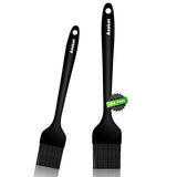 Anaeat 2 Pack Silicone Basting Pastry Brushes - Heat Resistant Brush with Soft Bristles, Hygienic One Piece Design, Marinade Brush Great in Baking for Spreading Oil Butter Sauce BBQ Grill (Black) Anaeat