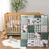 The Peanutshell 3 Piece Baby Crib Bedding Set for Boys & Girls - Newborn, Infant & Toddler Nursery Bed Set Decor with Fitted Crib Sheet, Dust Ruffle, Crib Comforter - Boho Farm The Peanutshell
