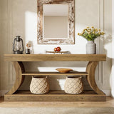 Tribesigns 70.9-Inch Long Farmhouse Entryway Console Table with Storage, 3-Tier Wooden Couch Table Behind Sofa, for Entry, Entrance, Hallway, Foyer, Living Room, Rustic Brown Tribesigns