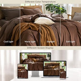 MooMee Bedding Duvet Cover Set 100% Washed Cotton Linen Like Textured Breathable Durable Soft Comfy (Solid Cocoa Brown, Queen 90"x90") MooMee