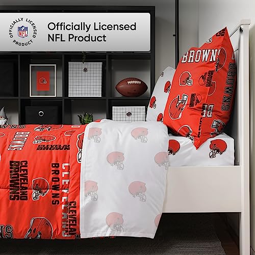FOCO Cleveland Browns NFL Team Color Bed In a Bag Comforter Bedding 5 Piece Twin Set FOCO