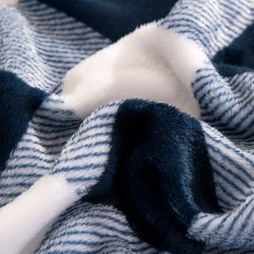 Elegant Comfort Luxuriously Soft 4-Piece Velvet Plush Flannel Sheet Set - Premium Quality - Cozy Warm, Anti-Static, Non Pilling Fuzzy Velvet Flannel Fleece Deep Pocket Sheet Set-Twin XL, Buffalo Navy Elegant Comfort