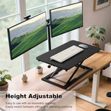 Rxrpexjke Height Adjustable Standing Desk Converter,Keyboard Riser for Stand Up Desk Riser,Computer Keyboard Stand for Desktop,Computer Workstations Home Office Portable Table Black Size 23.6 Inch Rxrpexjke