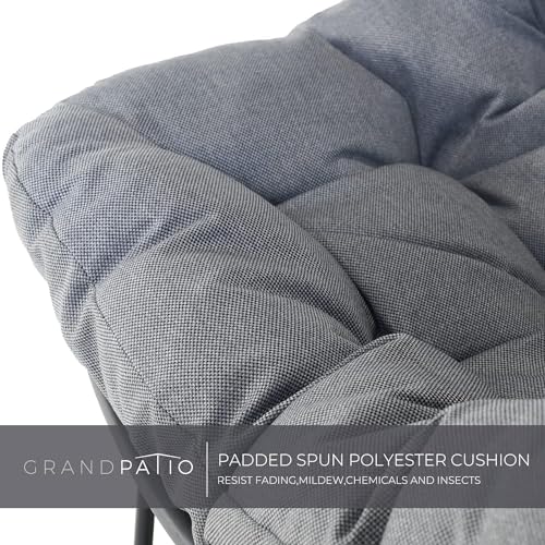 Grand patio Rocking Chair Outdoor, E-Coated Papasan Rocking Chair with Cushion, Outdoor Rocker Recliner Chair for Patio Porch Garden Backyard, Grey Grand patio