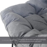 Grand patio Rocking Chair Outdoor, E-Coated Papasan Rocking Chair with Cushion, Outdoor Rocker Recliner Chair for Patio Porch Garden Backyard, Grey Grand patio