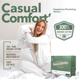 TEXAS LINEN CO. 100% Organic Cotton Percale Sheets King Size - 4 PC White Organic Sheets King Set, Soft, Crisp & Cooling, Fully Elasticized 16" Deep Pocket Hotel Bedsheet Set - GOTS Certified