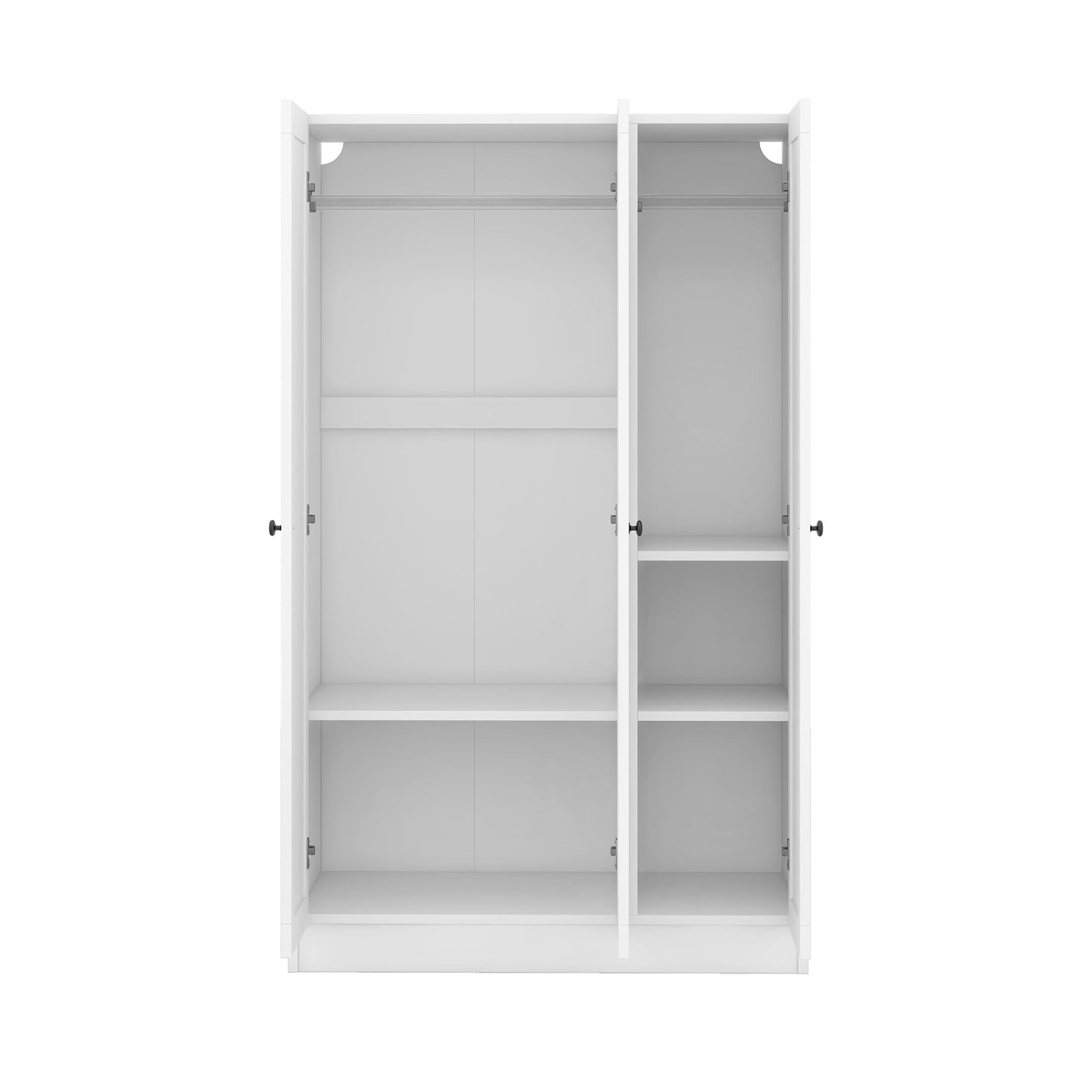 Merax 3 Doors Wardrobe Cabinet Closet with Storage Shelves and Hanging Rail for Clothes, Bedroom Organizer, White - WoodArtSupply