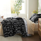 Bedsure Full Comforter Set - Black Bed Set, 3 Pieces Cute Floral Bedding, 1 Soft Reversible Botanical Flowers Comforter and 2 Pillow Shams Bedsure