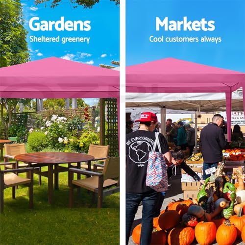 10x30ft Ez Pop up Canopy Tent with 8 sidewalls Easy Up Commercial Outdoor Canopy Wedding Party Tents for Parties All Season Wind & Waterproof Gazebo with Roller Bag (Pink, 10x30') AYJOIR