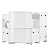 VEVOR Corner Wooden Play Kitchen, Toy Set with Lights and Sounds, Toddler Kitchen with Ice Maker, Oven, Sink, Clock, Microwaves, Refrigerator and Accessories, for Toddlers, Preschoolers, White VEVOR