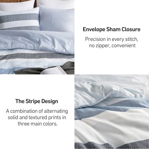 Regency Heights Twin Size Comforter Set 2 Pieces, Navy Blue Modern Striped Bedding Set for All Season, Soft, Lightweight, Reversible Bed Set with Comforter & Sham Regency Heights
