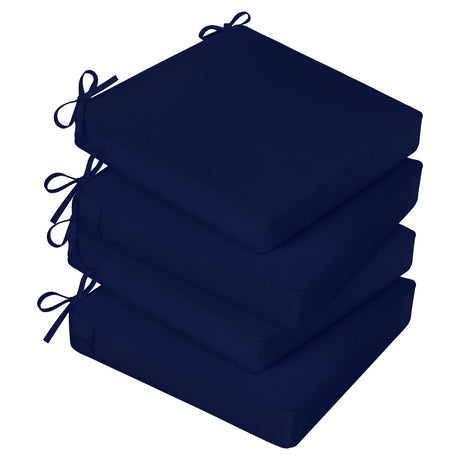 Basic Beyond Outdoor Chair Cushions for Patio Furniture, Waterproof Outdoor Seat Cushions Set of 4 19 x 19, Patio Chair Cushions Set of 4 with Ties and Handle, Navy Blue Basic Beyond