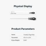 Creality Clog Poke, 3D Printer Nozzle Cleaning Kit for 1.75mm Filament Nozzles Φ1.5mm Needle with Arrow Tip Clean More Thoroughly, 210mm Prolong&Hight Hardness Cleaning Hotend Without Disassembly Creality