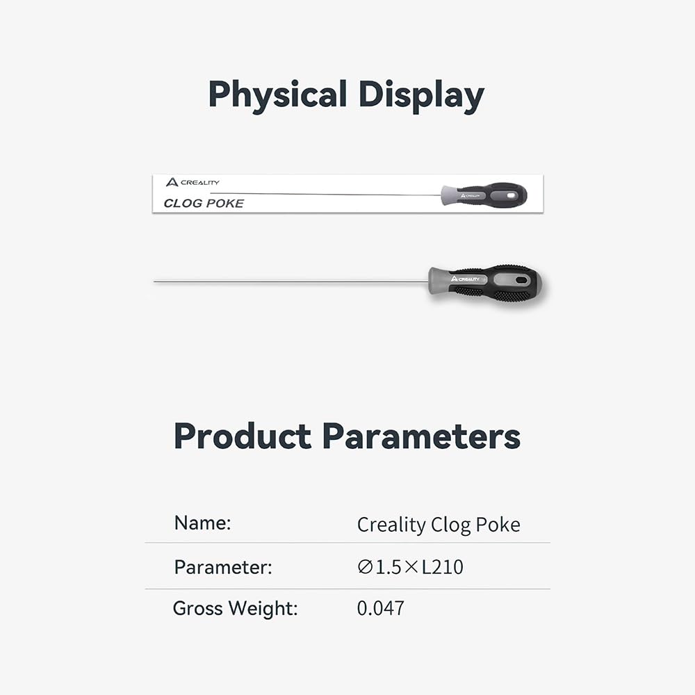 Creality Clog Poke, 3D Printer Nozzle Cleaning Kit for 1.75mm Filament Nozzles Φ1.5mm Needle with Arrow Tip Clean More Thoroughly, 210mm Prolong&Hight Hardness Cleaning Hotend Without Disasse - WoodArtSupply