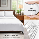 Deconovo Queen Sheet Set–4Piece Brushed Microfiber Bedding with Deep 16 inch Pocket,Soft & Long-Lasting Sheets,All‑Around Elastic Fitted,Machine Washable–1 Flat,1 Fitted,2 Pillowcases,White Deconovo