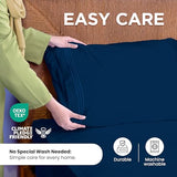 ROYALE LINENS 3 Piece Twin Sheets Set - Soft Brushed 1800 Microfiber Bedding - 1 Fitted and 1 Flat Sheet, 1 Pillow case - Wrinkle Free & Fade Resistant - Hotel Luxury Bed Sheets Set (Navy, Twin) ROYALE LINENS