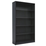 Stary 5 Shelf Black Bookcase 60 inch Tall Wood Bookshelf for Bedroom STARY