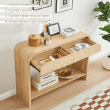affeivul Curved Console Table Arch with Storage, Narrow Entryway Table with Drawers, 43.3'' Couch Table Behind Sofa Long and Skinny for Living Room TV, Hallway Entrance Foyer, Mid Century Boho Rattan affeivul