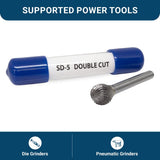 Benchmark Abrasives Ball Shape Premium Double Cut Tungsten Carbide Burr for Metal Wood Welding Deburring Sculpting High-Speed Die Grinders enclosed in Plastic Capsule 1/4" Shank (SD-5) Benchmark Abrasives