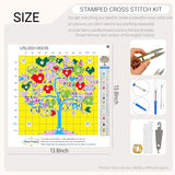 HKLIOPU Stamped Cross Stitch Kits - Love Tree Embroidery Starter Kit for Adult Beginners, 11CT Needlepoint Cross-Stitch Patterns Dimensions Kit Arts and Crafts 13.8X 13.8 inch