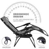 Colegence Oversized Padded Zero Gravity Lounge Chair Set of 2, Foldable Patio Anti Gravity Reclining Chairs Folding Lawn Recliner with Cup Holder for Yard, Camping, Outdoor, Support 350 LBS, Black