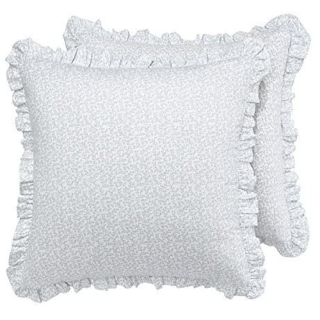 Laura Ashley Home - King Comforter Set, Reversible Cotton Bedding with Matching Shams, Stylish Home Decor for All Seasons (Chloe Blue, King) Laura Ashley