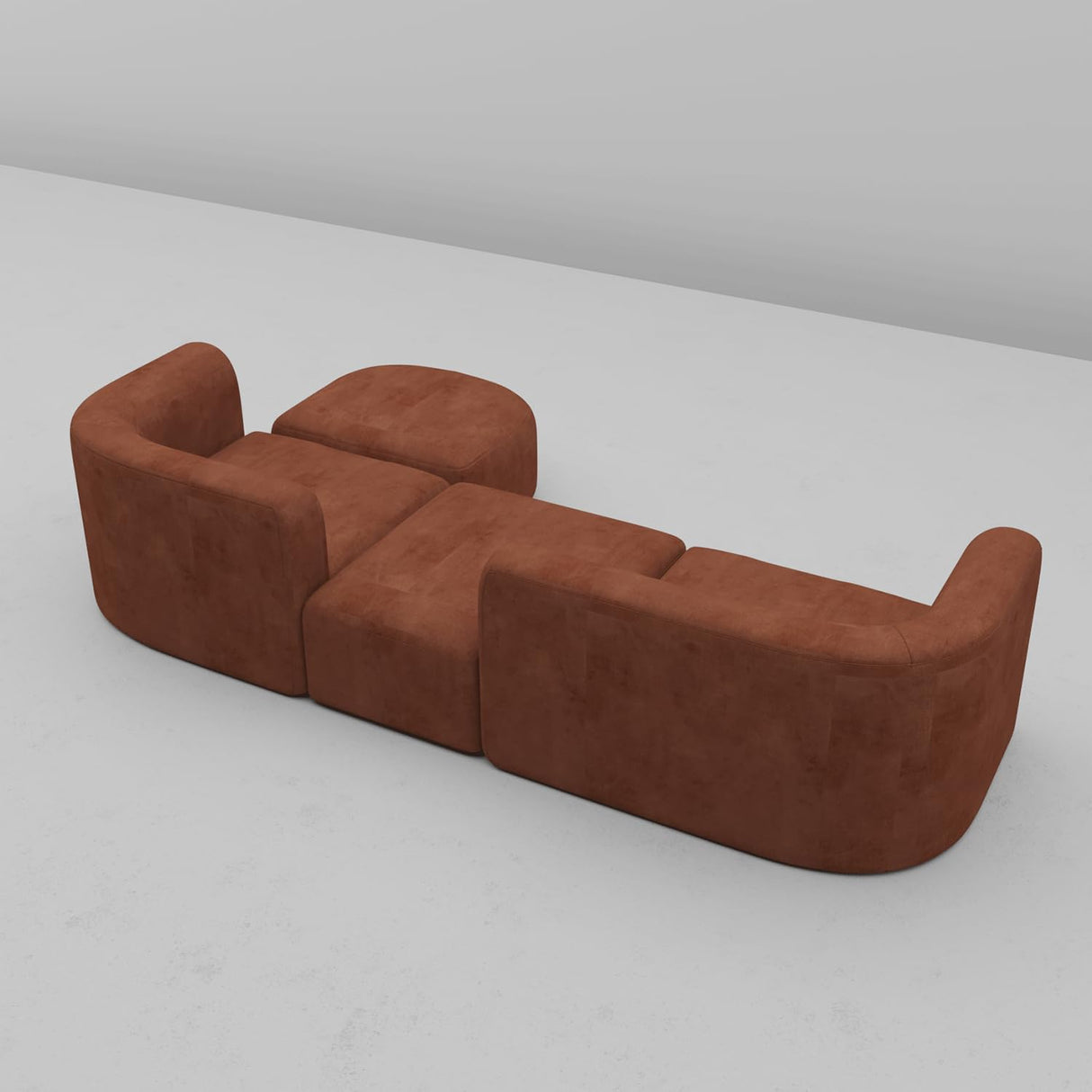 Acanva Luxury Modern Tight Curved Back Velvet Sofa, Minimalist Style Comfy Couch for Living Room Apartment, 4 Seater Modular Sectional, Tangerine Acanva