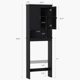 Baztin Over The Toilet Storage Cabinet, Over The Toilet Storage with Fluted Door Over The Toilet Cabinet with Adjustable Shelf Above The Toilet Storage Cabinet for Bathroom Organizer, Black Baztin