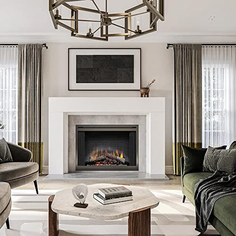 Modern Ember Sabine Wood Fireplace Mantel Surround Kit, White 56" x 42" Opening | 80" x 54" Overall | Minimal Modern Aesthetic; Includes Wooden Mantel Surround & Shelf Modern Ember