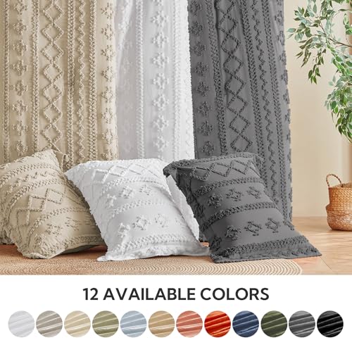 MR&HM Tufted Boho Comforter Set King Size, Linen Farmhouse Bedding Set, Bed in a Bag Set 7 Pieces with 1 Comforter, 2 Pillow Shams, 2 Pillowcases, 1 Flat Sheet, 1 Fitted Sheet for All Seasons MR&HM