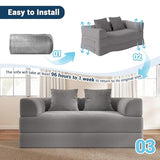 Cloud Boneless Convertible Floor Sofa Bed, 70" 4-in-1 Foldable Compressed Loveseat Lounge Sleeper 2 Seater Couches, High-Density Sponge & Corduroy Fabric Futon Daybed for Living Room Bedroom(Gray) Living&Giving