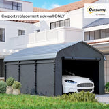 Outsunny Carport Replacement Sidewall Panels Set of 4 for 12' x 20' Carports, UPF50+ Waterproof PE Tarp Replacement Side Wall Cover with Zipper Door, Top Cover and Frame Not Included, Dark Gray Outsunny