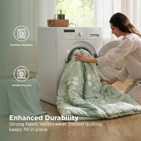 Bedsure Twin Comforter Set - 5 Pieces Floral Sage Green Soft Bedding Sets, Twin Bed in a Bag with Botanical Flowers Comforter, Sheets, Pillowcase & Sham Bedsure