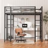Shintenchi Loft Bed Twin Size with Desk and Storage Shelves, Frame with 2 Side Ladders for Kids, Teens Adults, Spcace-Saving Noise-Free and Anti-tilt Design, Black Shintenchi