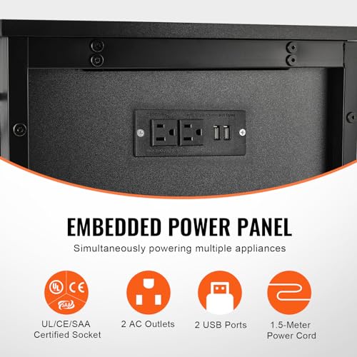 VEVOR Aquarium Stand, 29 Gallon Fish Tank Stand, 28.7 x 16.5 x 30 in Steel and MDF Turtle Tank Stand, 242.5 lbs Load Capacity, Reptile Tank Stand with Storage Cabinet and Embedded Power Panel, Black VEVOR