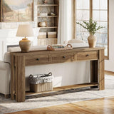 Tribesigns 70.9-Inch Long Console Table with 3 Drawers, Farmhouse Entryway Table with Storage, Rectangular Narrow Sofa Table Behind the Couch, Accent Table for Hallway, Living Room, Entrance, Brown Tribesigns