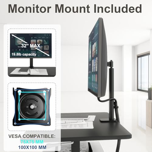 Natwind Mobile Workstation Cart with Monitor Mount, Height Adjustable Rolling Computer Desk with Cable Management Tidy, Heavy-Duty Standing Desk with CPU Holder for Office, School, Medical, Workshop Natwind