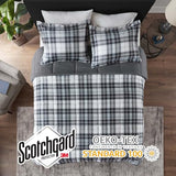 Madison Park Essentials Parkston Plaid Comforter, Matching Sham, 3M Scotchguard Stain Release Cover, Hypoallergenic All Season Bedding-Set, Full/Queen, Black, 3 Piece Madison Park