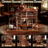 Cowboy Saloon Miniature Kit - DIY Miniature House Kit for Adults, Teens, Dollhouse Booknook Bookshelf Insert Decor with LED Light, 3D Wooden Puzzle Gifts for Family, Friends