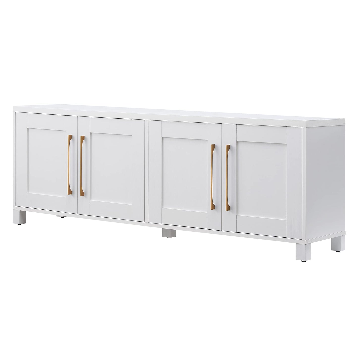 Henn&Hart Rectangular TV Stand for TV's up to 80" in White, TV Stands for the Living Room