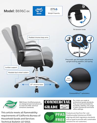 Boss Office Products (BOSXK Modern Executive Conference Chair, Black, B696C-BK Boss Office Products