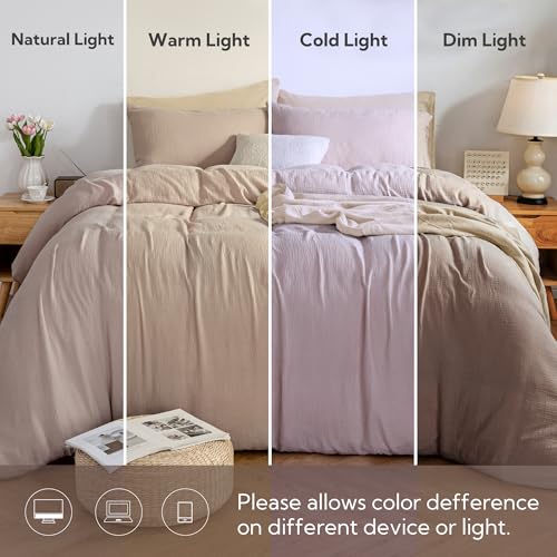 MILDLY Muslin Duvet Cover Twin - 100% Washed Cotton Linen Like Gauze Comforter Cover 2 Pieces Breathable & Lightweight for All Season MILDLY