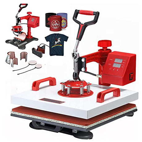 ENPAP Heat Press 15x15 Inch 8 in 1 Heat Press Machine 360-Degree Swing Away Digital T Shirt Press Machine Multifunction Sublimation Combo for T Shirts Mugs Hat Plate Cap Bottle ENPAP