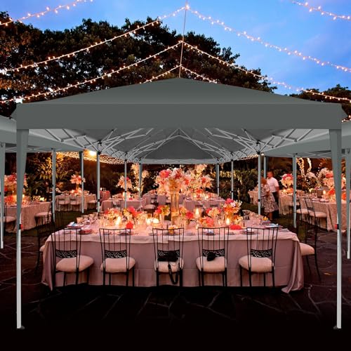 COBIZI 10x30 Pop up Canopy Tent for Parties with 8 Removable Sidewalls, Waterproof UPF 50+ Commercial Event Tent, Protable Outdoor Canopy with 4 Sandbags for Wedding, Backyard(10x30FT, Gray) COBIZI